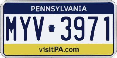 PA license plate MYV3971