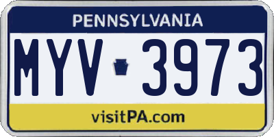 PA license plate MYV3973