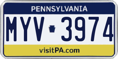 PA license plate MYV3974