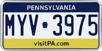 PA license plate MYV3975