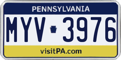 PA license plate MYV3976