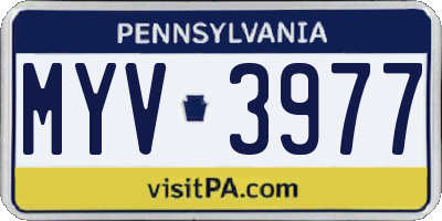 PA license plate MYV3977
