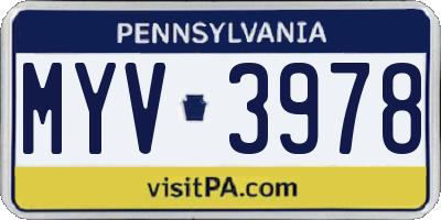 PA license plate MYV3978