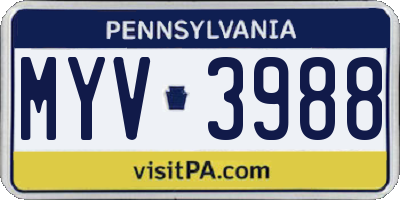 PA license plate MYV3988