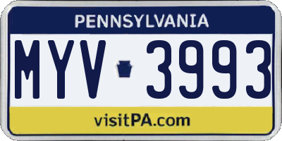 PA license plate MYV3993