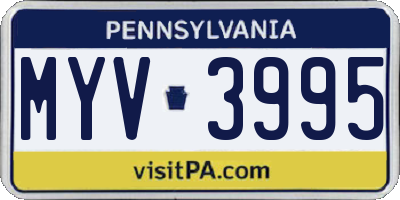 PA license plate MYV3995