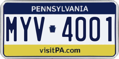 PA license plate MYV4001