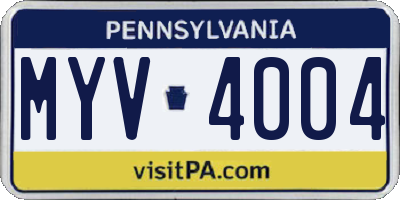 PA license plate MYV4004
