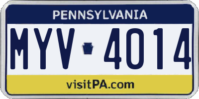 PA license plate MYV4014