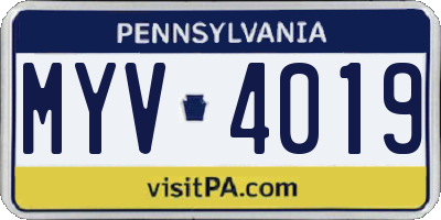 PA license plate MYV4019