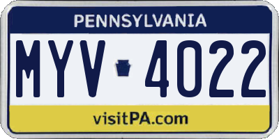 PA license plate MYV4022