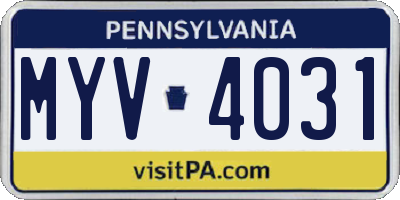 PA license plate MYV4031