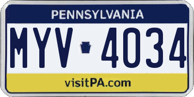 PA license plate MYV4034