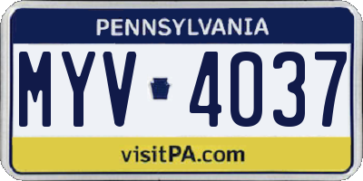 PA license plate MYV4037