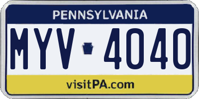 PA license plate MYV4040