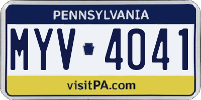 PA license plate MYV4041