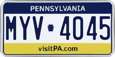 PA license plate MYV4045
