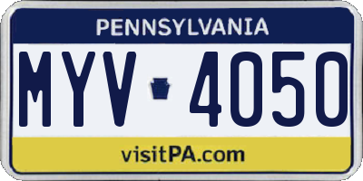 PA license plate MYV4050