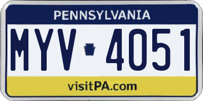 PA license plate MYV4051