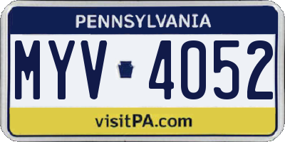 PA license plate MYV4052