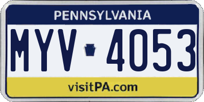 PA license plate MYV4053