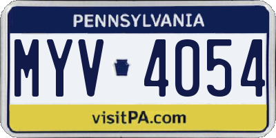 PA license plate MYV4054