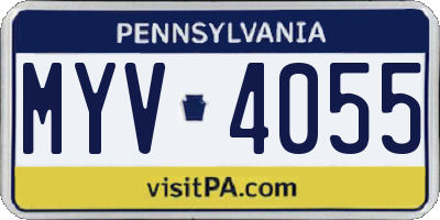 PA license plate MYV4055