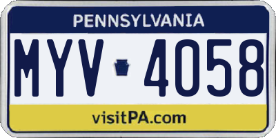 PA license plate MYV4058