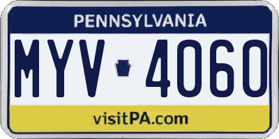 PA license plate MYV4060