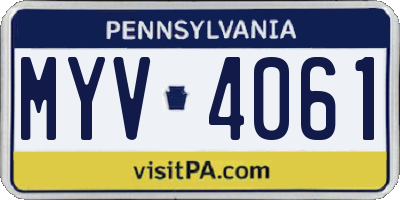 PA license plate MYV4061