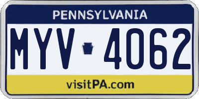 PA license plate MYV4062
