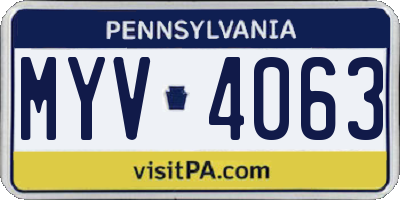 PA license plate MYV4063