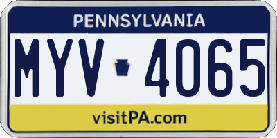 PA license plate MYV4065