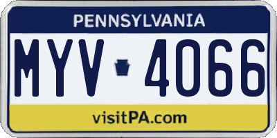 PA license plate MYV4066