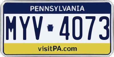 PA license plate MYV4073