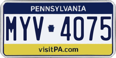 PA license plate MYV4075