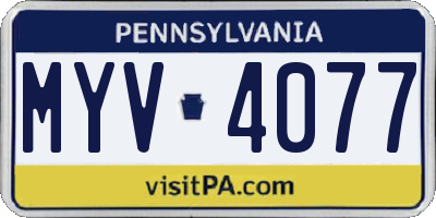 PA license plate MYV4077