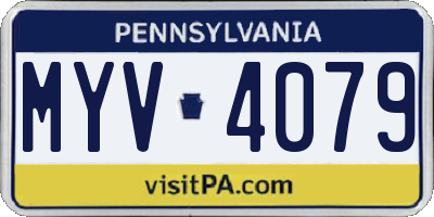 PA license plate MYV4079