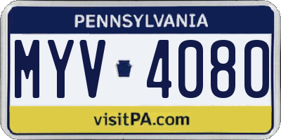 PA license plate MYV4080