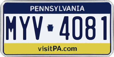 PA license plate MYV4081