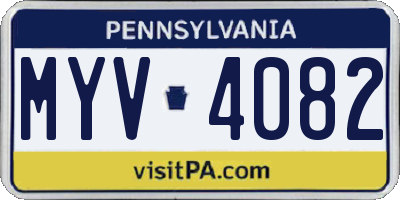 PA license plate MYV4082