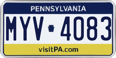 PA license plate MYV4083