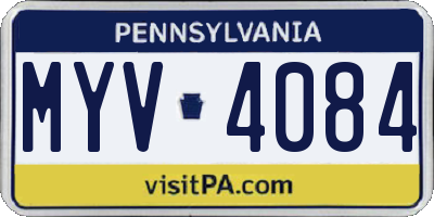 PA license plate MYV4084