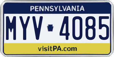 PA license plate MYV4085
