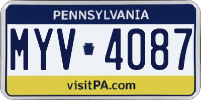 PA license plate MYV4087