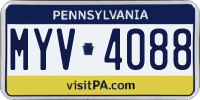 PA license plate MYV4088