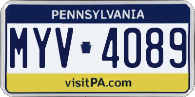 PA license plate MYV4089
