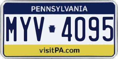 PA license plate MYV4095
