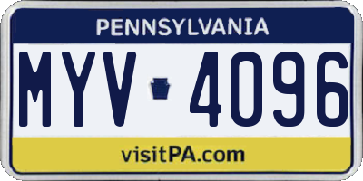 PA license plate MYV4096