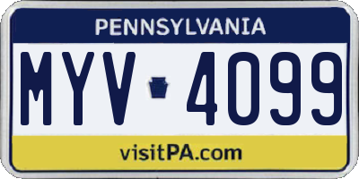 PA license plate MYV4099